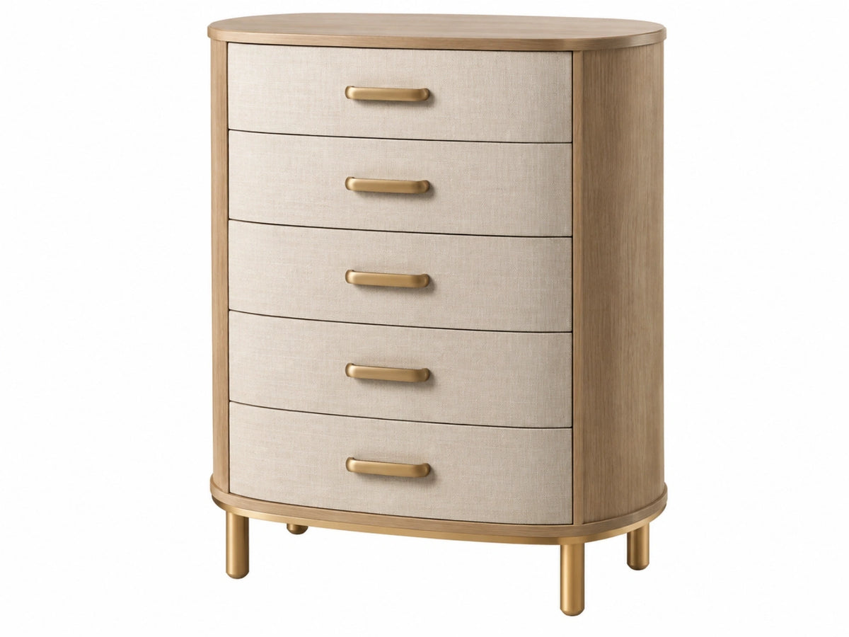 Ladekast 80 x 45 x 120 cm hout beige metaal - 5 laden moderne opbergruimte