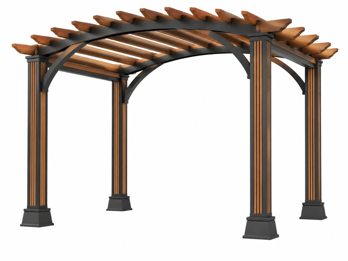 Pergola 300 x 300 x 240 cm van hout en metaal zwart/bruin - open tuinoverkapping