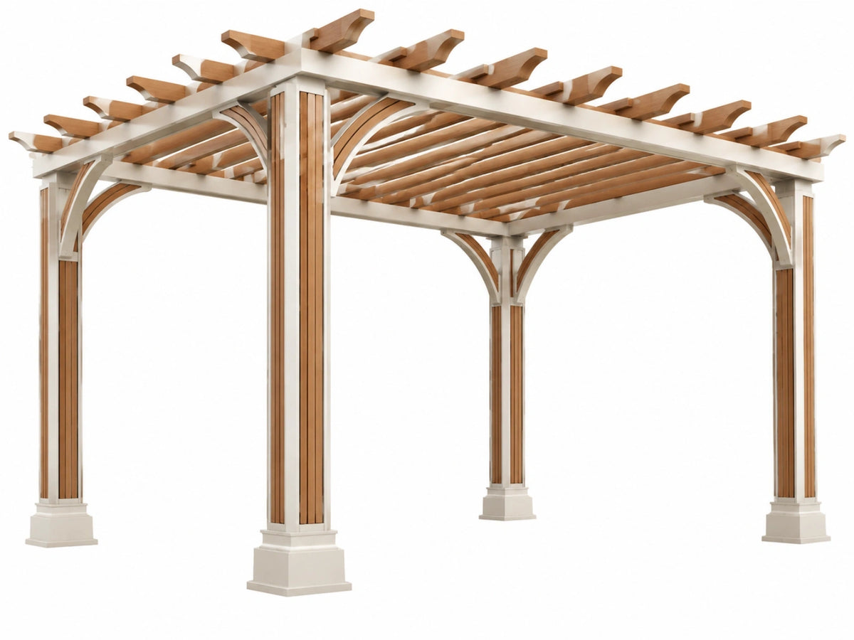 Pergola 400 x 300 x 250 cm hout wit/naturel - open lamellendak voor tuin
