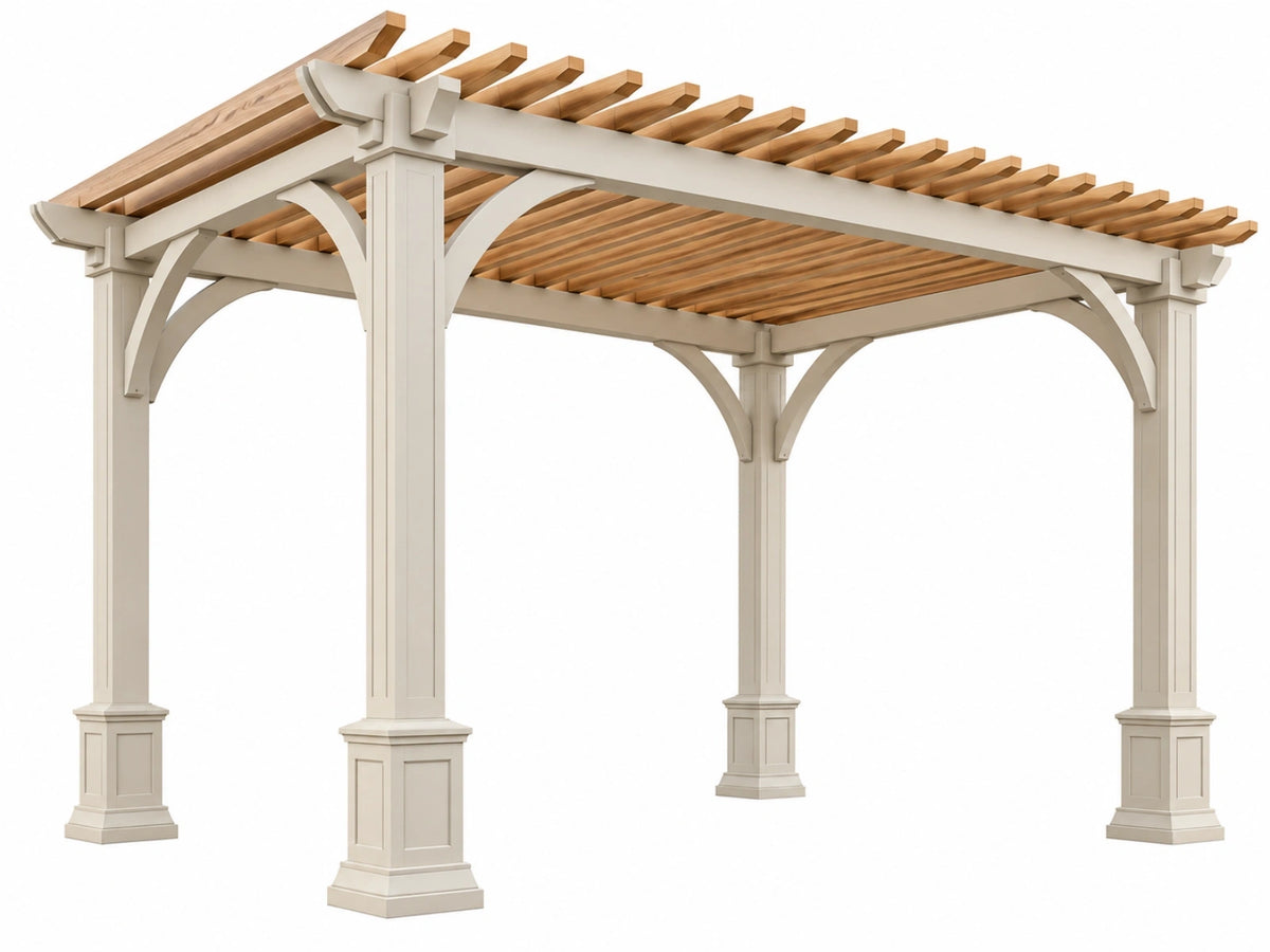 Houten pergola 400 x 300 x 250 cm wit/naturel - open latten dak voor tuin
