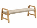 Zitbank 120 x 40 x 65 cm hout naturel gevlochten touw boho
